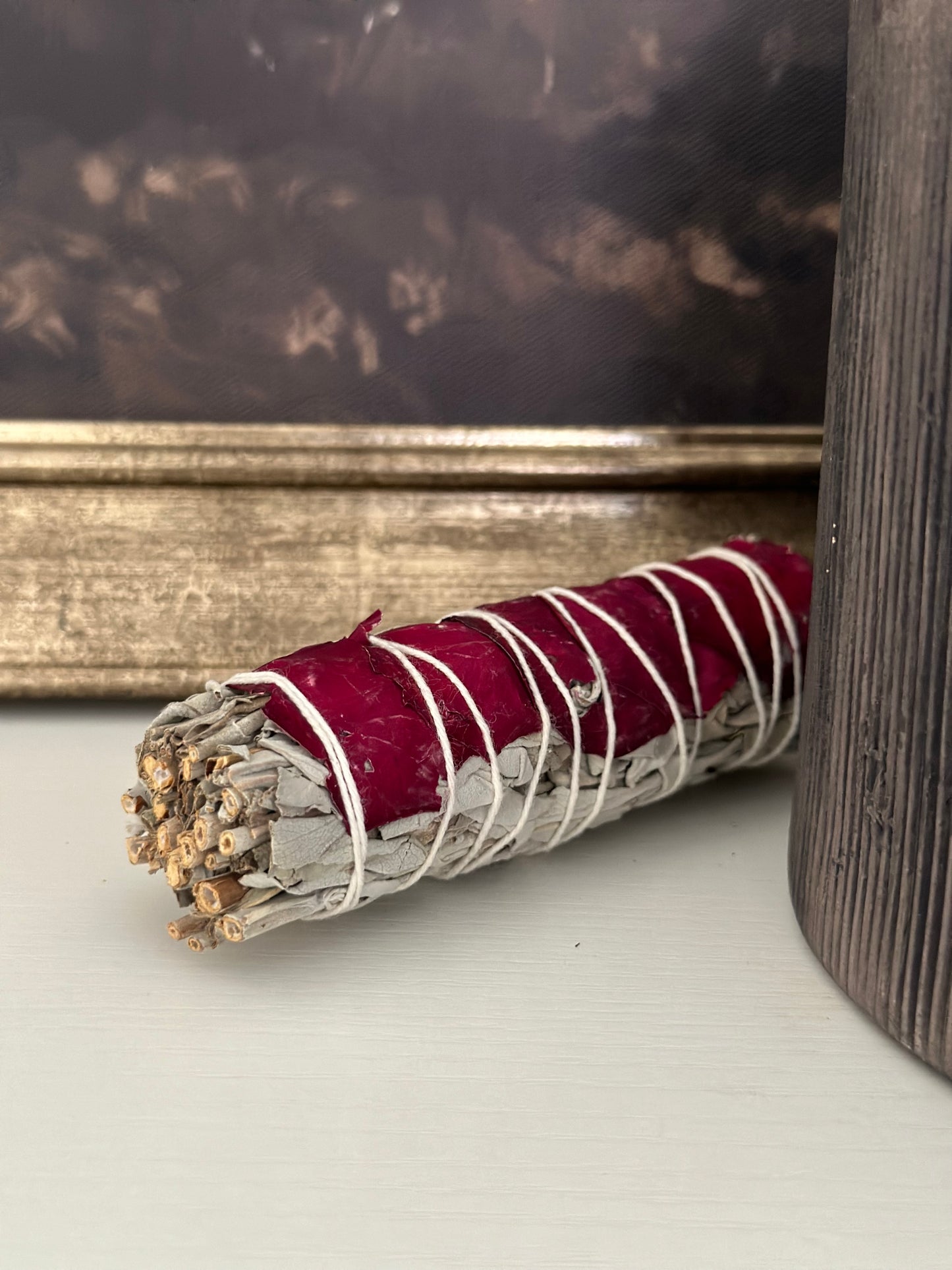 WHITE SAGE & RED ROSE PETALS 4"