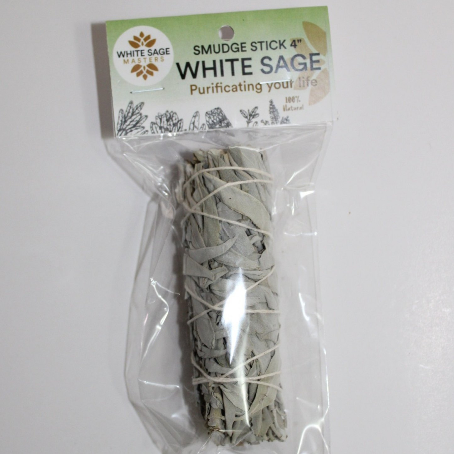 White Sage Plain 4" Individually Packaged